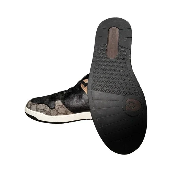 Coach Signature Logo Men's Black Brown Beige Casual Sneakers - Picture 6 of 6